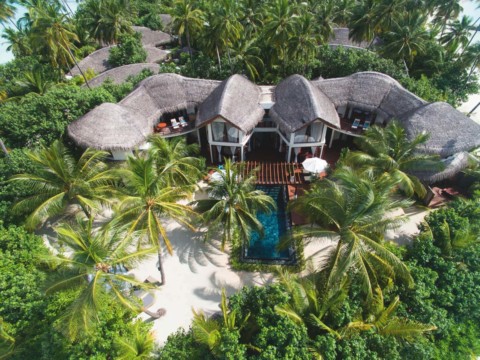 Halaveli Resort - villa zwischen palmen