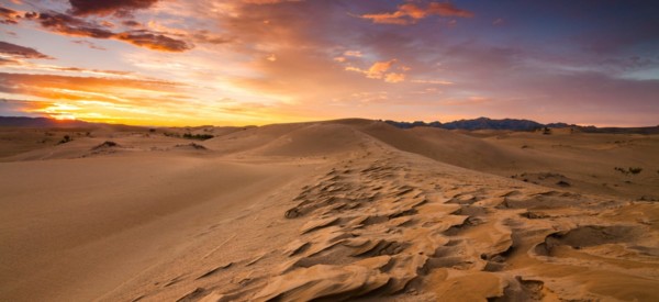 Deserts and Sand Dunes Landscape at Sunrise.