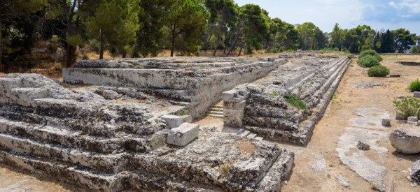 The ancient ruins of The Altar of Hieron in Syracuse, Sicily, Italy