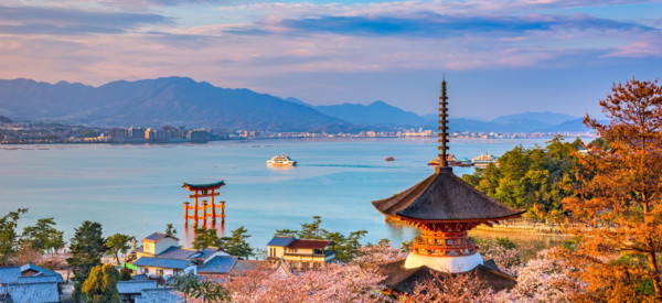 Miyajima Island, Hiroshima, Japan in spring.