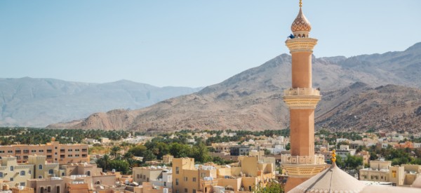 The historic fortress in the city of Nizwa, Oman.