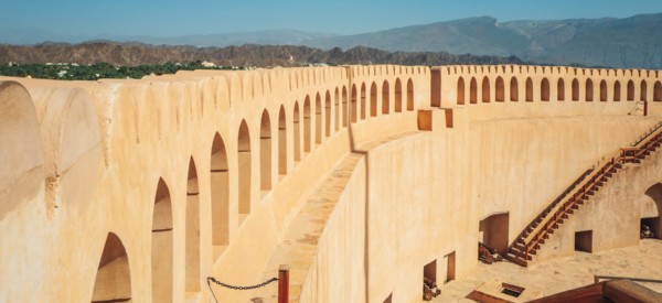 The historic fortress in the city of Nizwa, Oman.