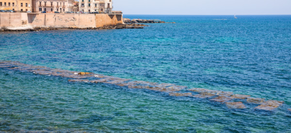 travel to Italy - waterfront in Syracuse city in summer day in Sicily
