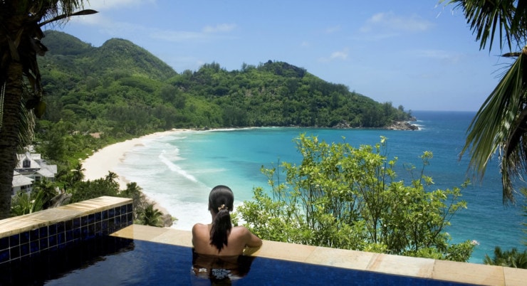 Banyan Tree Seychelles - Ausblick auf den strand