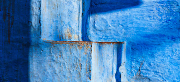 Stairs of blue painted house in Jodhpur, also known as "Blue City" due to the vivid blue-painted Brahmin houses around Mehrangarh Fort. Jodphur, Rajasthan