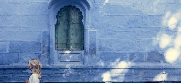 Western woman exploring the blue city, Jodhpur India